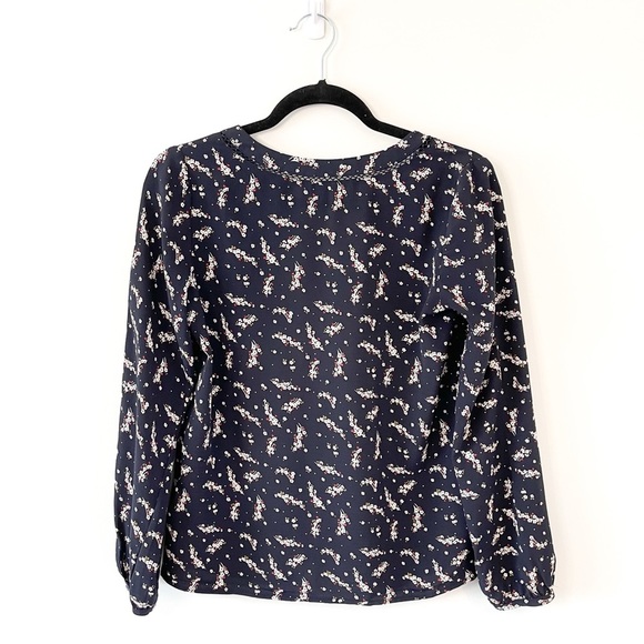 Cyrillus Paris Navy Floral Print Blouse Size 34/4 - Picture 5 of 8